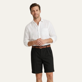 Men's Chino Shorts with Double Pleats, Belt and Rolled Cuffs