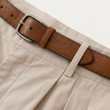 Men's Chino Shorts with Double Pleats, Belt and Rolled Cuffs