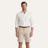 Men's Chino Shorts with Double Pleats, Belt and Rolled Cuffs