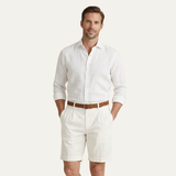 Men's Chino Shorts with Double Pleats, Belt and Rolled Cuffs