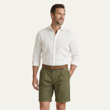 Men's Chino Shorts with Double Pleats, Belt and Rolled Cuffs