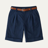 Men's Chino Shorts with Double Pleats, Belt and Rolled Cuffs