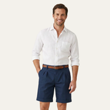 Men's Chino Shorts with Double Pleats, Belt and Rolled Cuffs