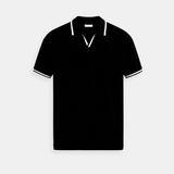Men's Polo Sweater with Contrast Trimmings and Open Collar