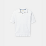 Men's Ribbed Knit Polo Shirt with Open Collar