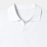 Men's Ribbed Knit Polo Shirt with Open Collar