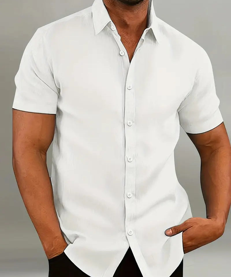 Men's Short Sleeve Shirt with Classic Collar