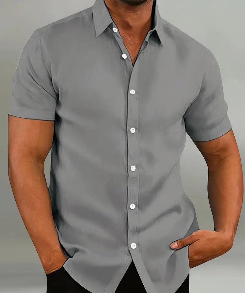 Men's Short Sleeve Shirt with Classic Collar