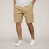 Men's Woven Shorts with Elastic Waist and Drawstring