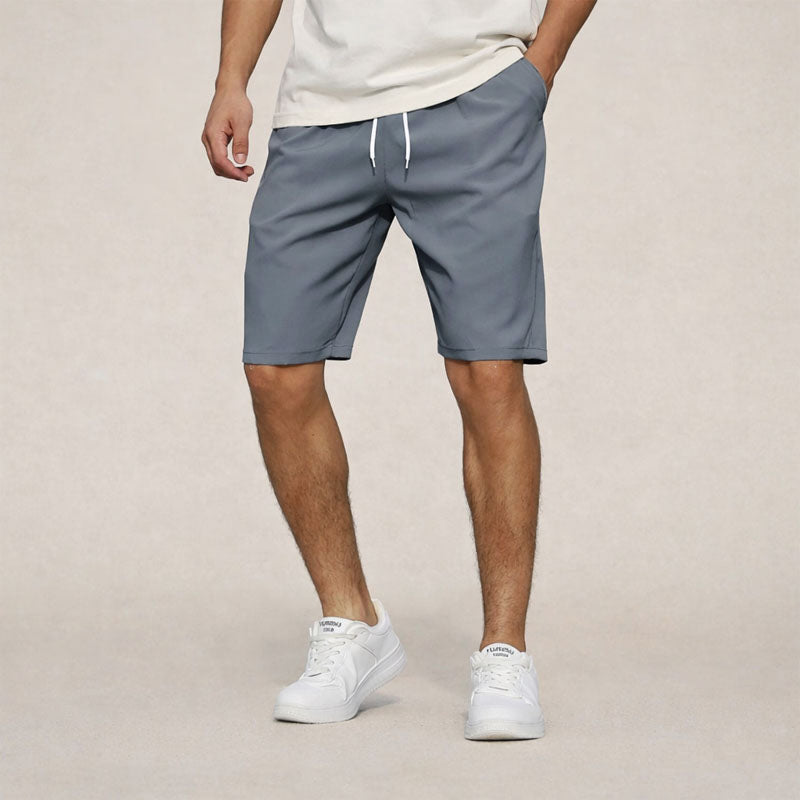 Men's Woven Shorts with Elastic Waist and Drawstring