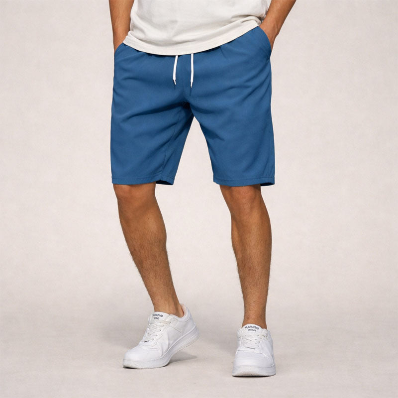 Men's Woven Shorts with Elastic Waist and Drawstring