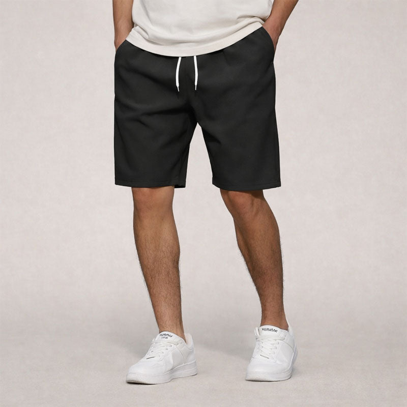 Men's Woven Shorts with Elastic Waist and Drawstring
