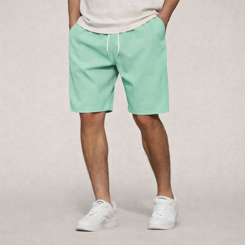 Men's Woven Shorts with Elastic Waist and Drawstring