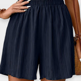 Women's Pleated Shorts with Elastic Waist