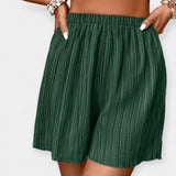 Women's Pleated Shorts with Elastic Waist