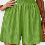 Women's Pleated Shorts with Elastic Waist