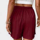 Women's Pleated Shorts with Elastic Waist