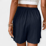 Women's Pleated Shorts with Elastic Waist