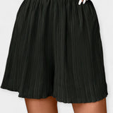 Women's Pleated Shorts with Elastic Waist