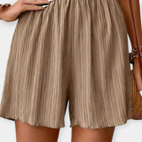 Women's Pleated Shorts with Elastic Waist