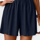 Women's Pleated Shorts with Elastic Waist