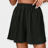 Women's Pleated Shorts with Elastic Waist