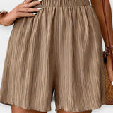 Women's Pleated Shorts with Elastic Waist
